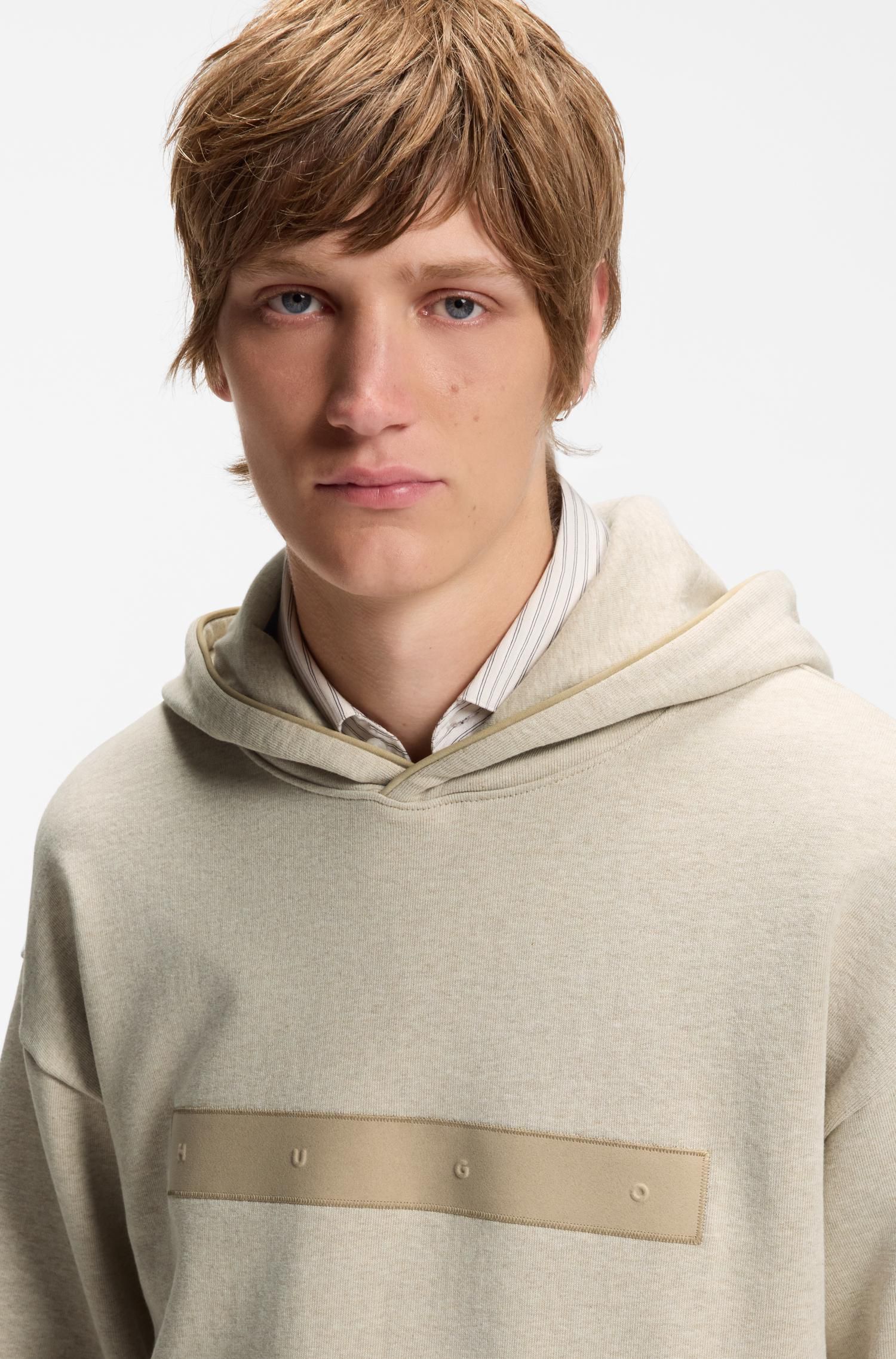 Sudadera con capucha relaxed de felpa de algodón con logo espaciado Hombre